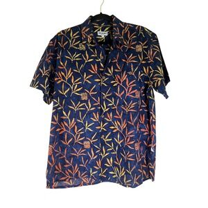Mad Gringo Batik Medium Short Sleeve Button Up Camp Shirt -‎ Tropical Leaf Print